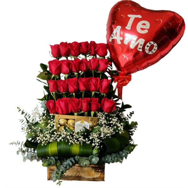 Bellas Rosas Con Chocolate y Globo