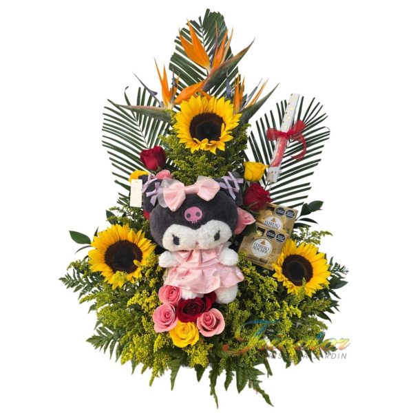 Luz Floral Con Peluche y Ferrero x 8